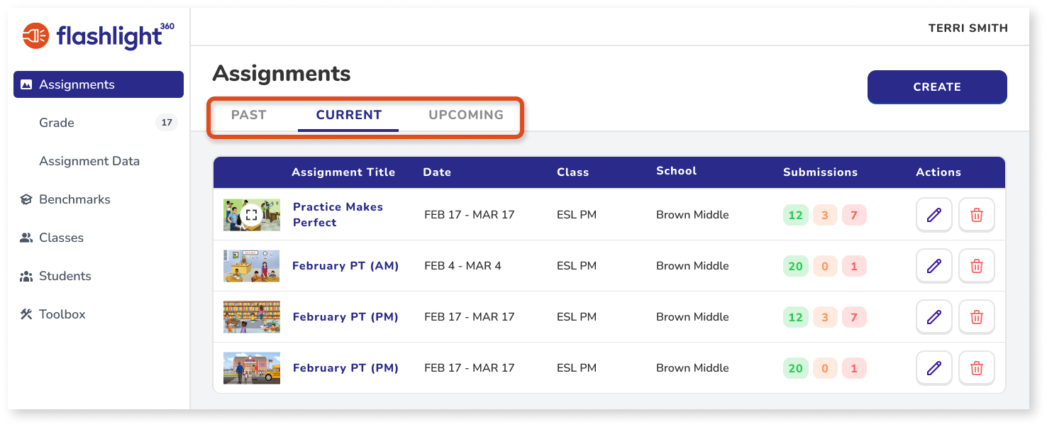 Assignments Page