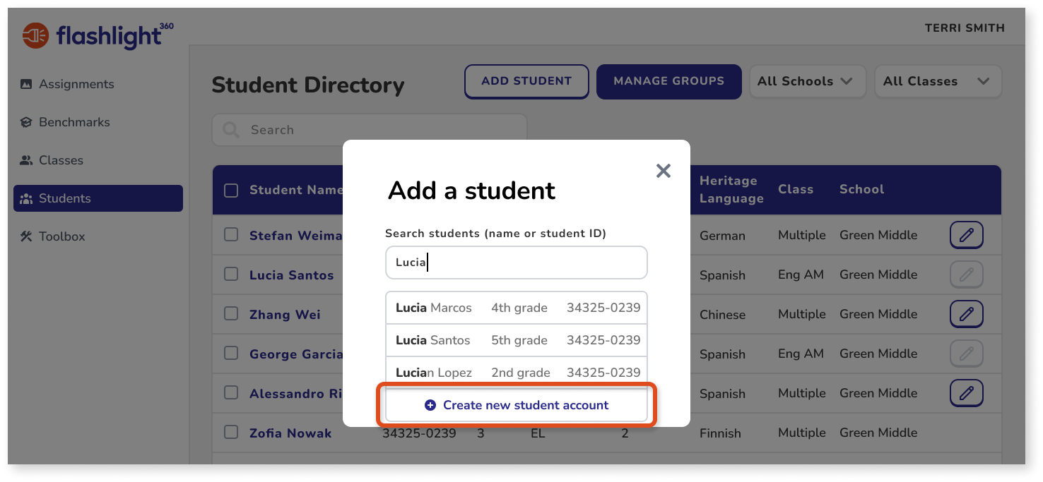 Student Directory (search and new)